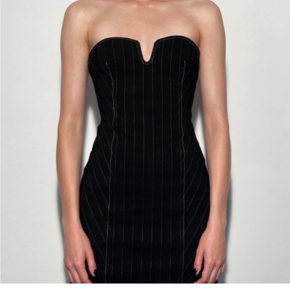 Zara Black Strapless Bodycon Dress Sweetheart Neckline